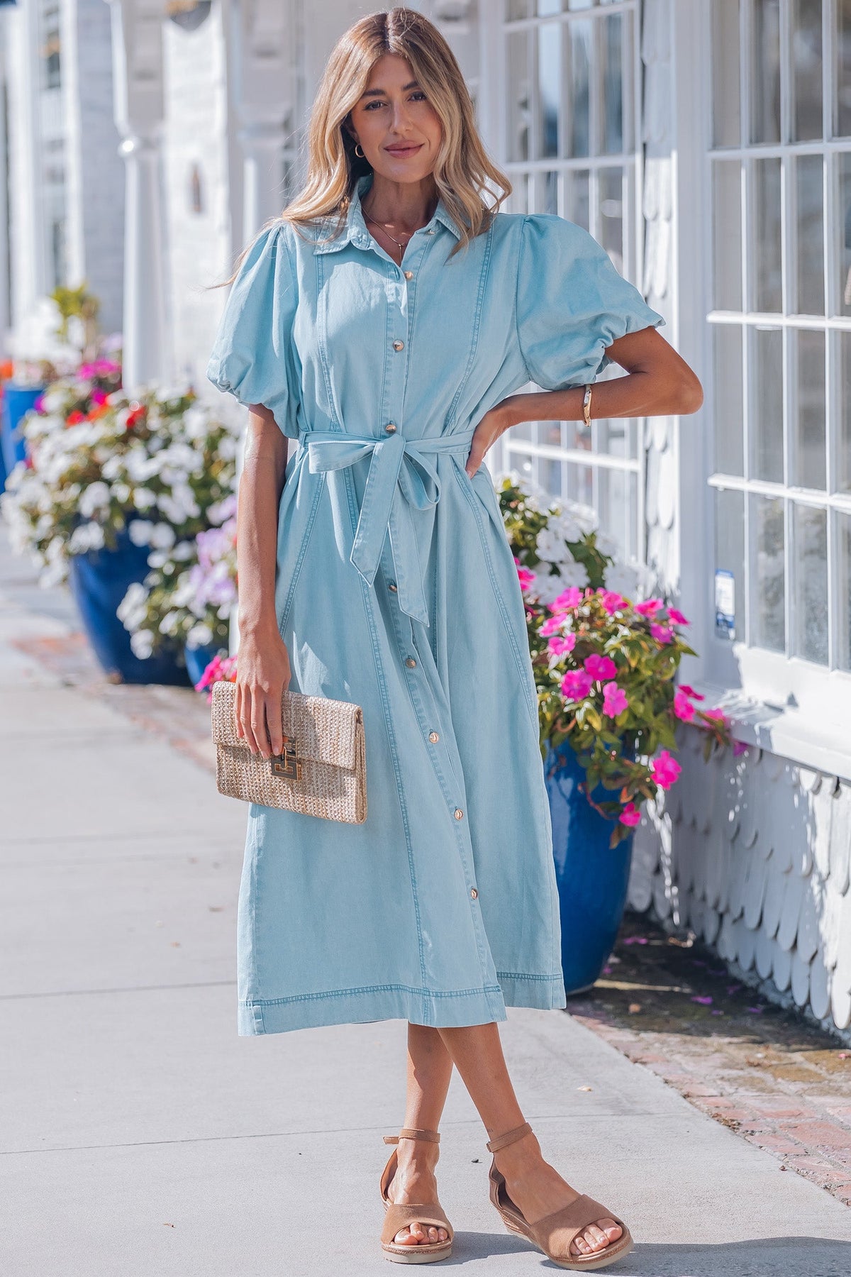 Shiloh Bubble Sleeve Long Dress-4