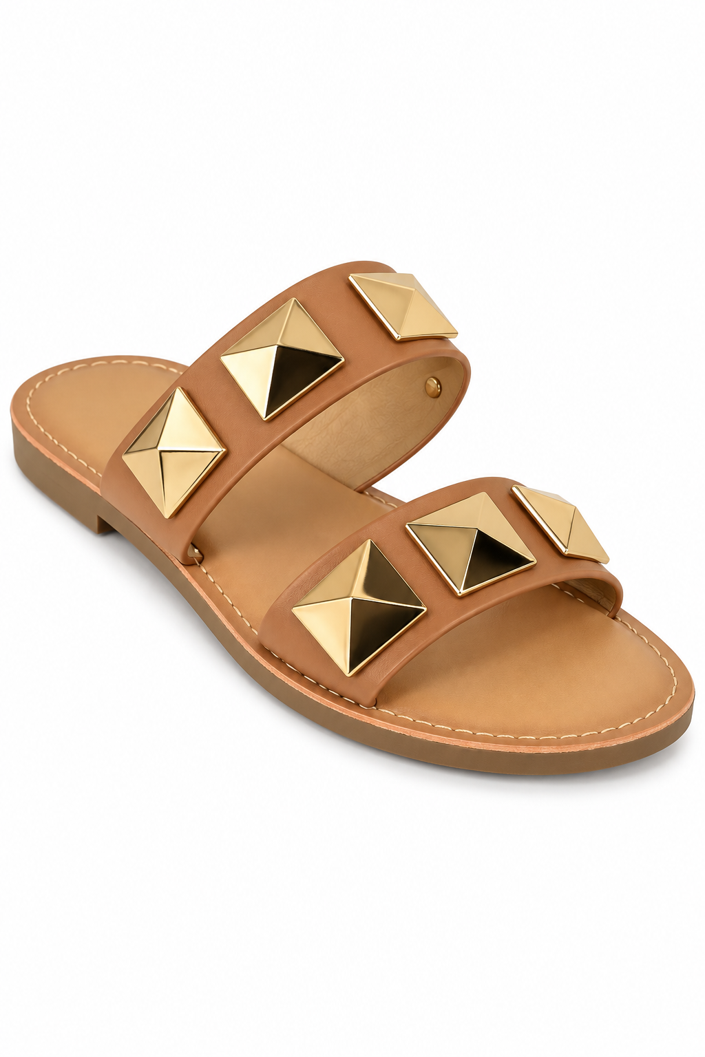 Gold Studded Camel Slides