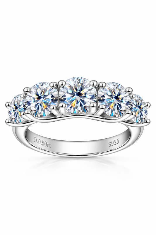 1 Carat Moissanite 925 Sterling Silver Half-Eternity Ring