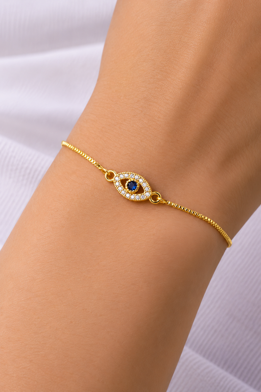 18K Gold-Plated Evil Eye Adjustable Bracelet