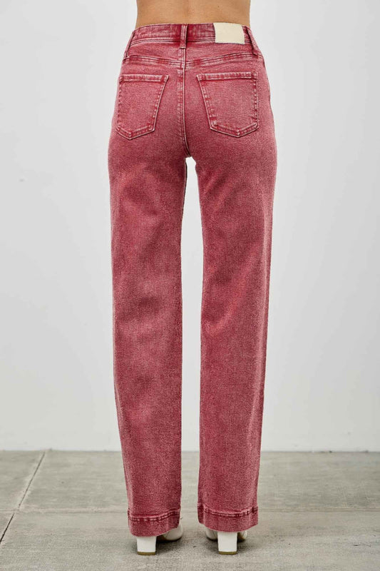 SCARLET HIGH RISE SLIM WIDE STRAIGHT JEANS