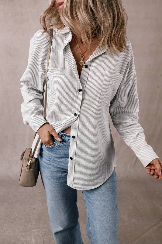 Women’s Casual Striped Button Front Top
