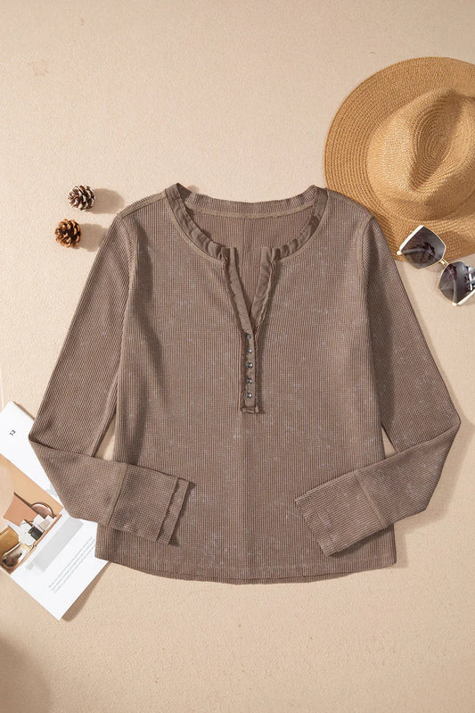 Women’s Long Sleeve Button Neck Top