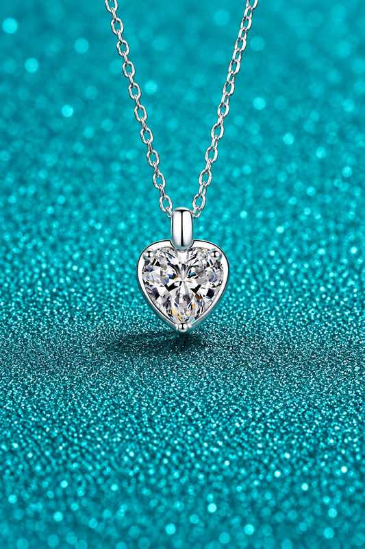 2 Carat Moissanite 925 Sterling Silver Heart Shape Necklace