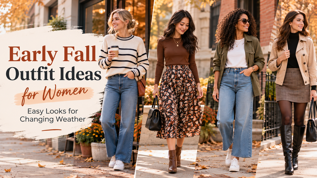 Early fall outfit for women: striped trim sweater with wide-leg crop jeans and a lightweight jacket