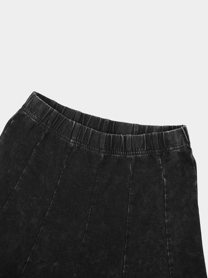 Paneled Flare Skirt 35"-Black Wash-4