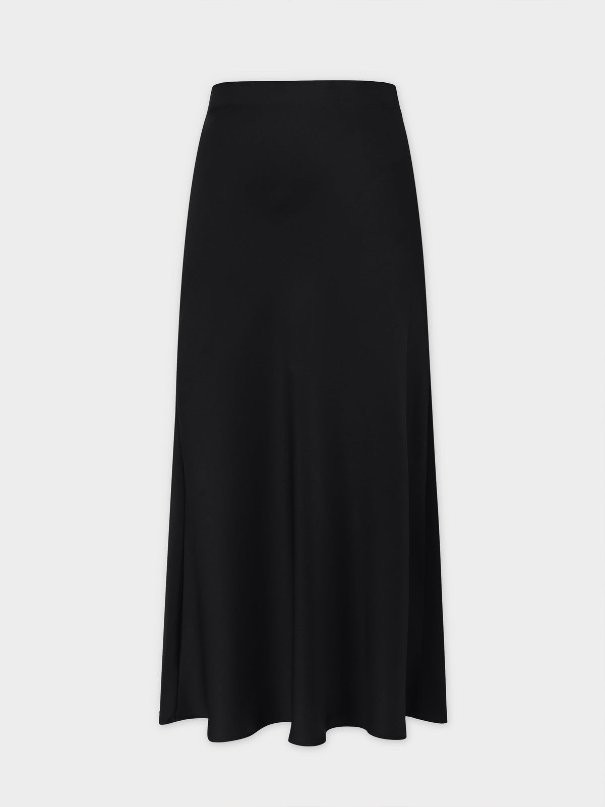 Solid Faux Satin Slip Skirt-Black-0