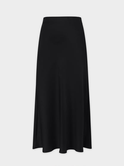 Solid Faux Satin Slip Skirt-Black-0