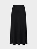 Solid Faux Satin Slip Skirt-Black-0