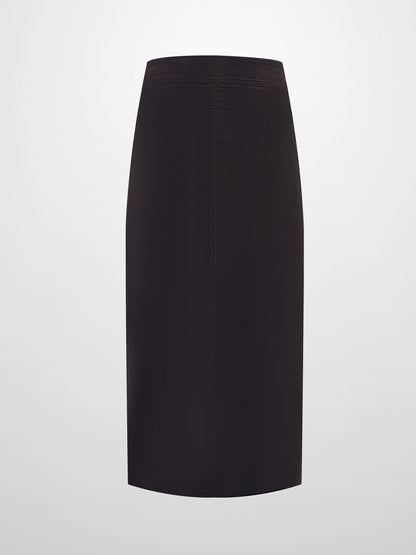 Snap Down Corduroy Skirt - Cement/Brown-2