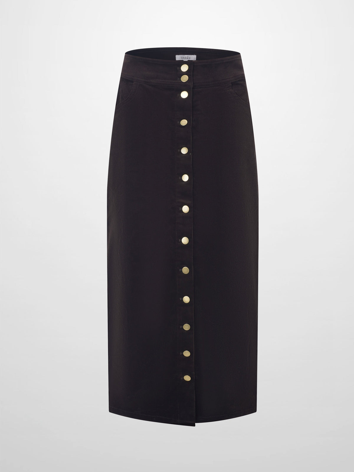Snap Down Corduroy Skirt - Cement/Brown-1