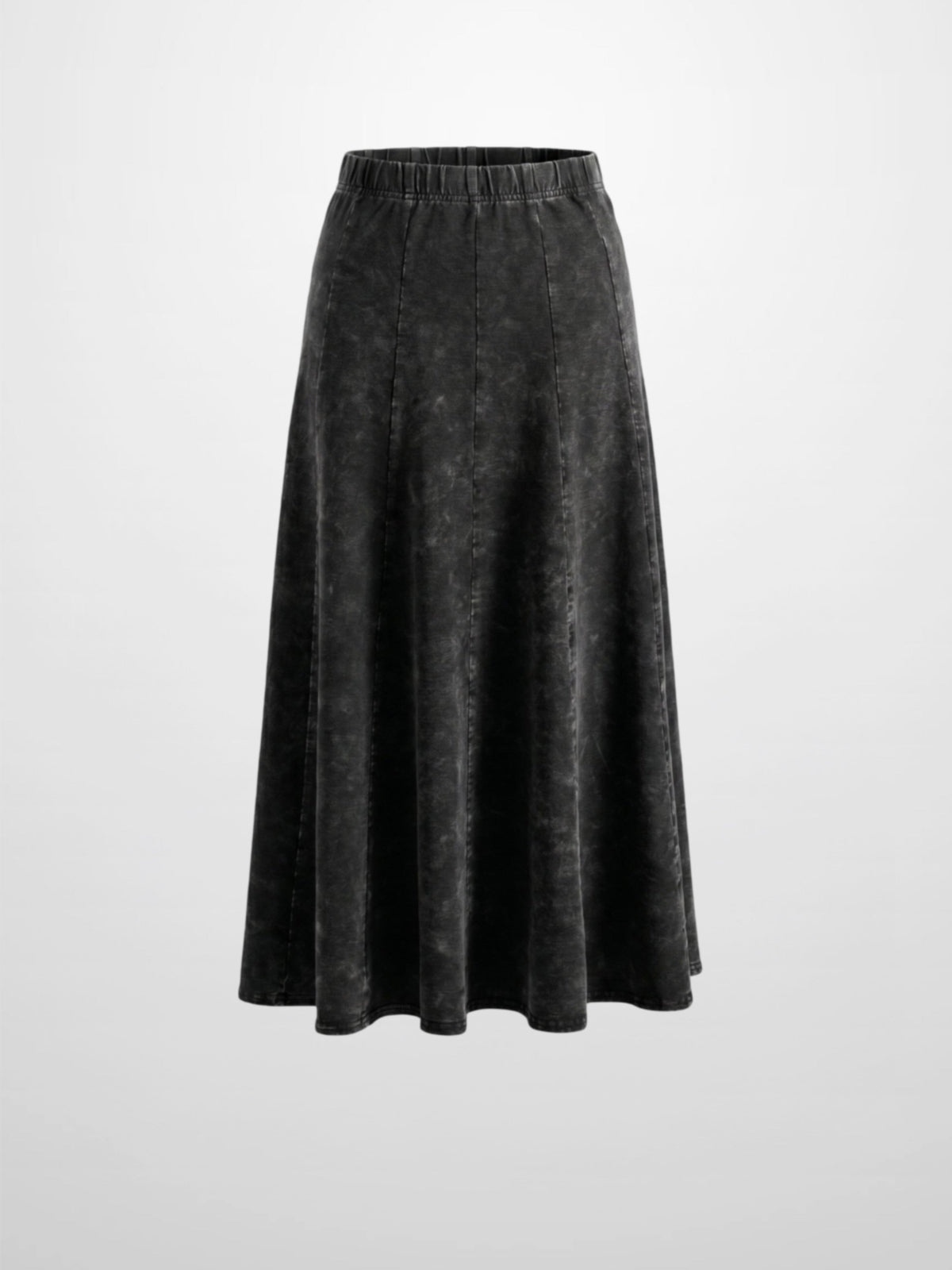 Paneled Flare Skirt 35"-Black Wash-1