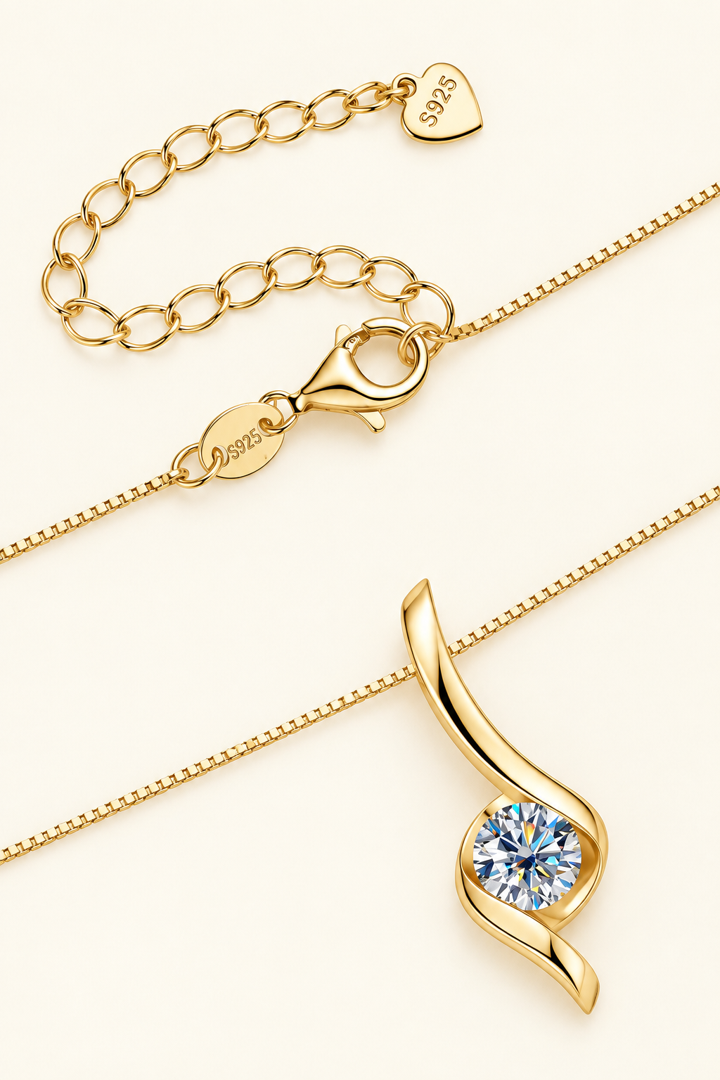 1 Carat Moissanite 925 Sterling Silver Necklace