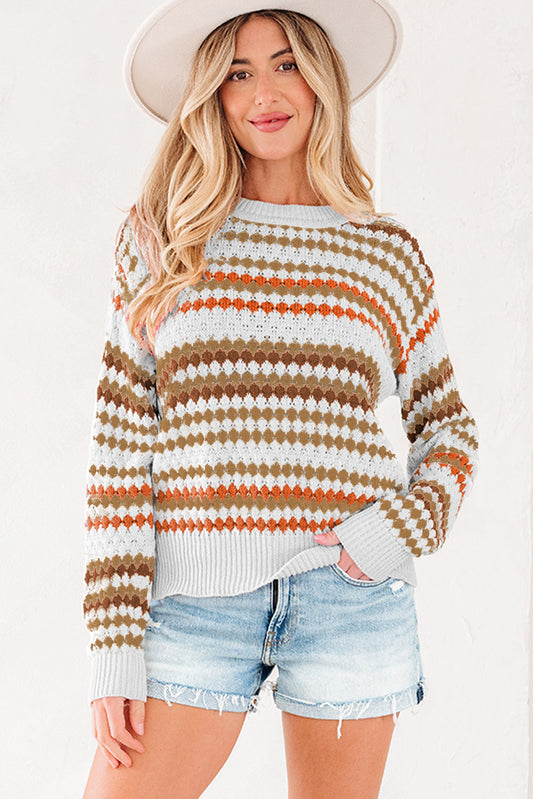 Jimena Patterned Drop Shoulder Sweater-0