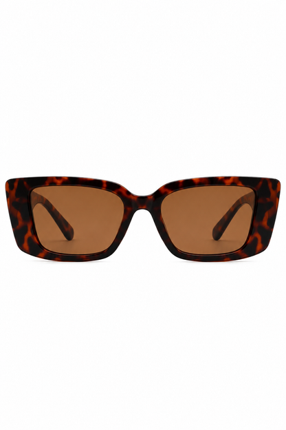 QUINN RECTANGULAR TORTOISE SUNGLASSES
