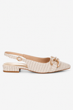 Crina Pearl-Detailed Horsebit Woven Flats