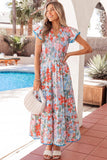 Nina Flutter Sleeve Long Dress-0
