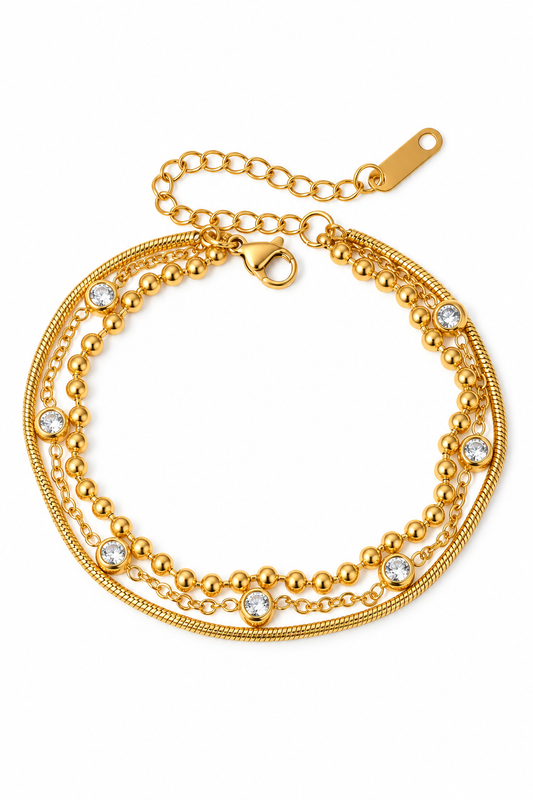18K Gold-Plated Layered Inlaid Zircon Bracelet