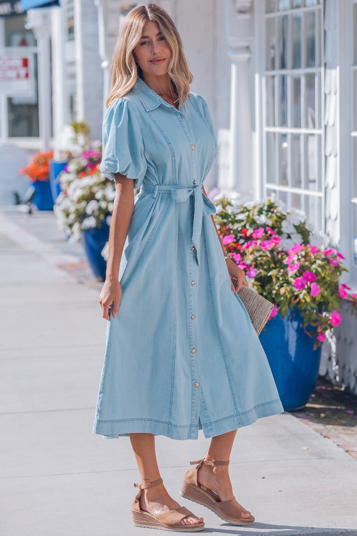Shiloh Bubble Sleeve Long Dress-3
