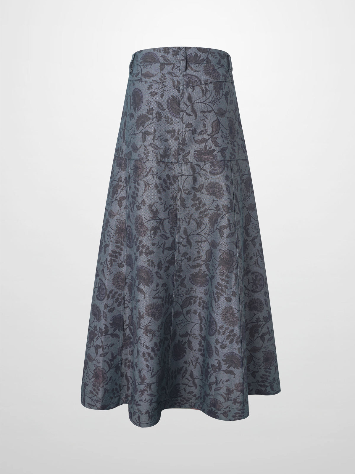Floral Yoke Denim Skirt - Blue Floral-2