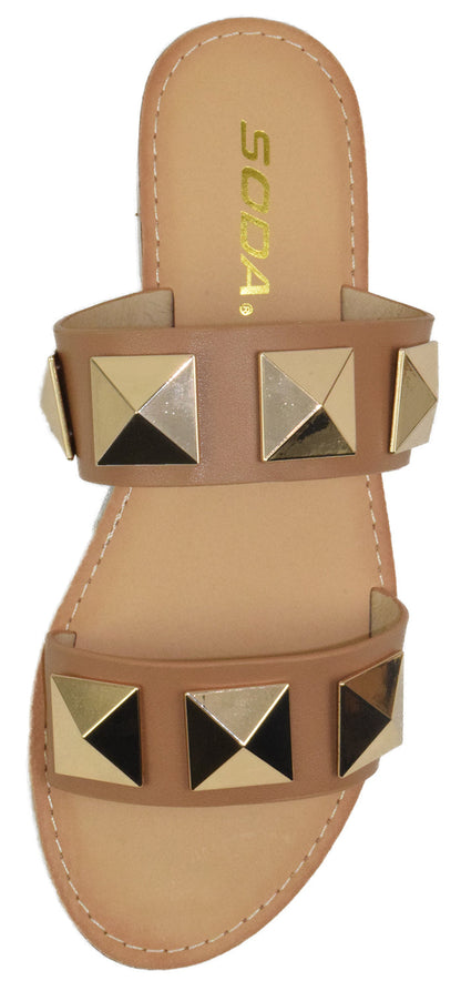 Gold Studded Camel Slides