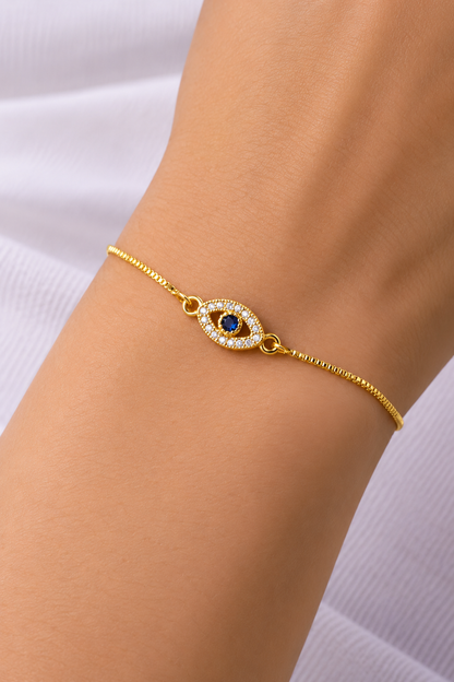 18K Gold-Plated Evil Eye Adjustable Bracelet