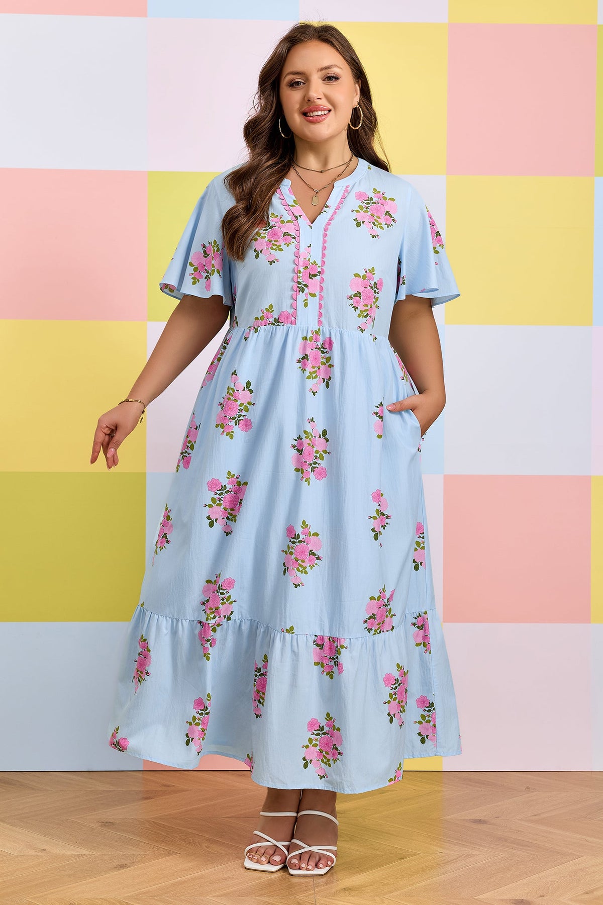 Lucy Print Scalloped Trim PLUS Dress-3