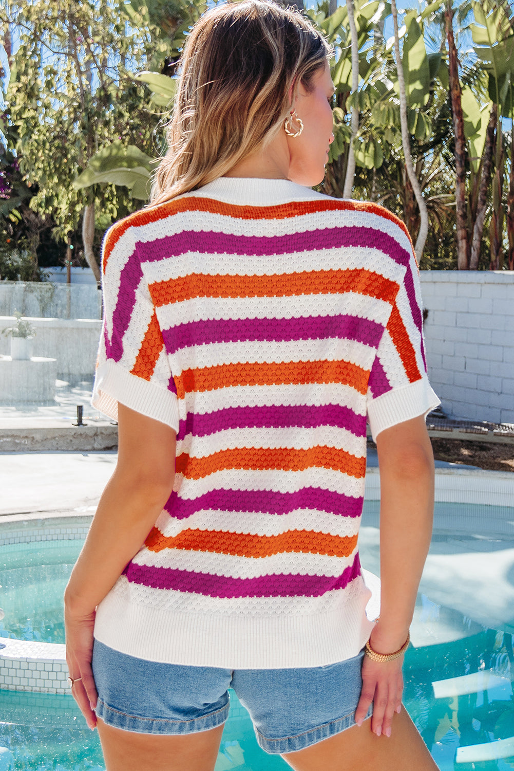 Georgia Stripe Short Sleeve Sweater-1