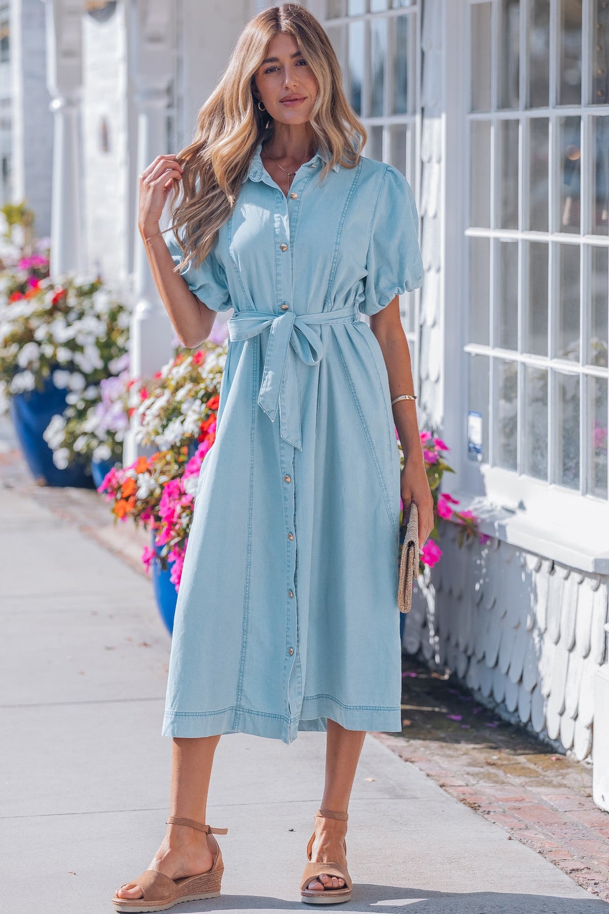 Shiloh Bubble Sleeve Long Dress-0