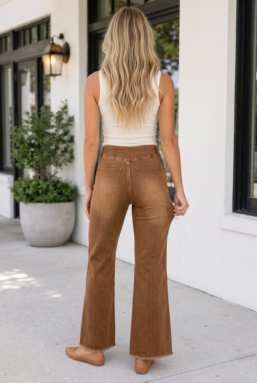 Lorenah Hem Flare Jeans-1