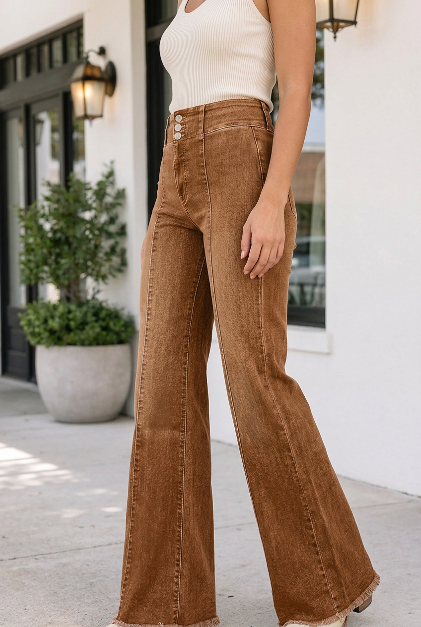 Lorenah Hem Flare Jeans-3