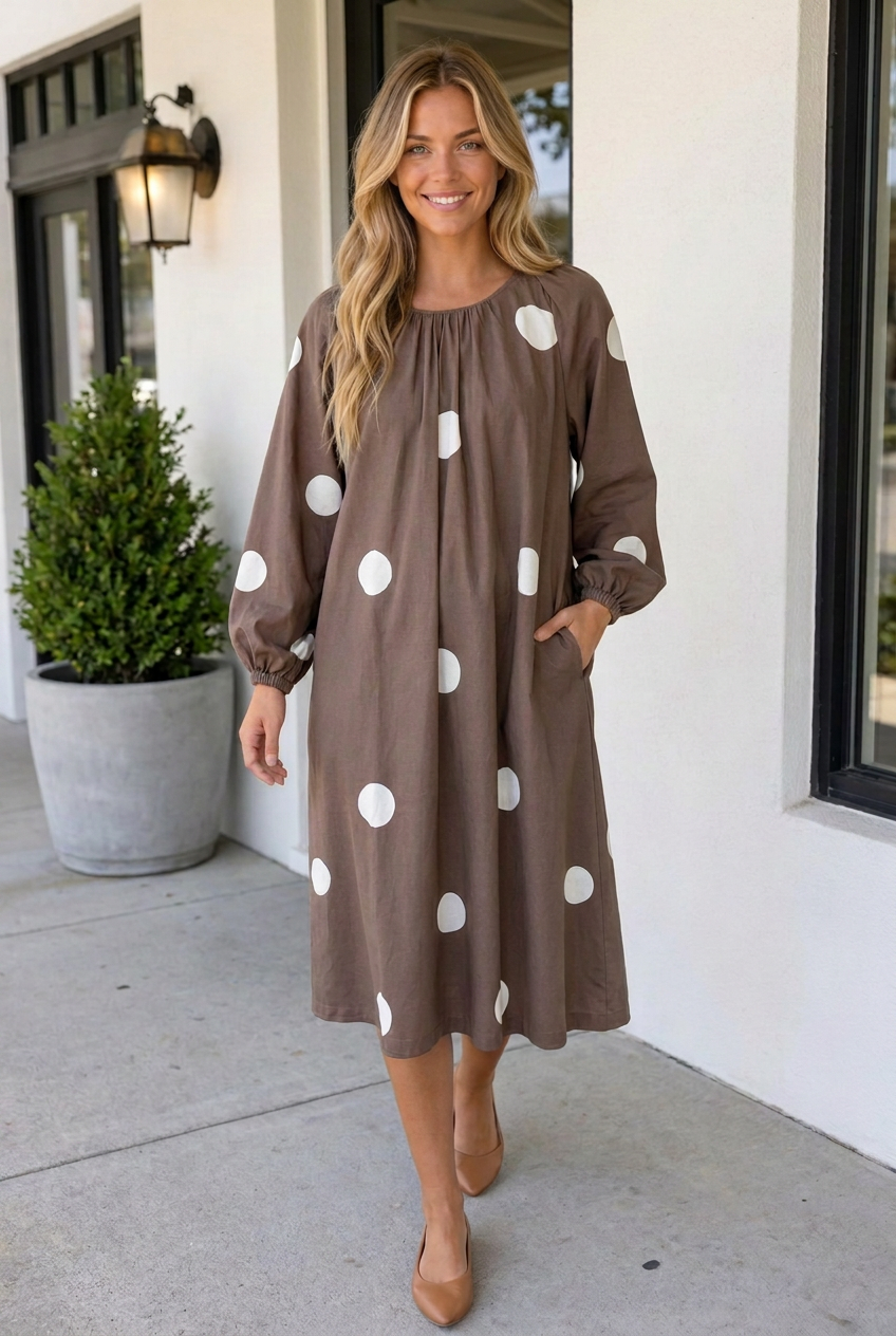 Danah Long Sleeve Midi Dress-0
