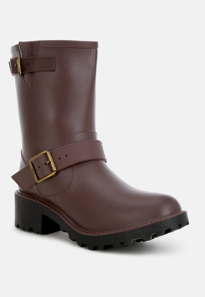 Anong Harness Detail Calf Boots-1