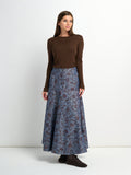 Floral Yoke Denim Skirt - Blue Floral-0