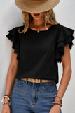 Black Ruffle Sleeve Top for Women