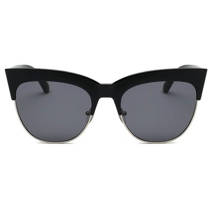 HENRIETTA | Women Half Frame Round Cat Eye Sunglasses-1