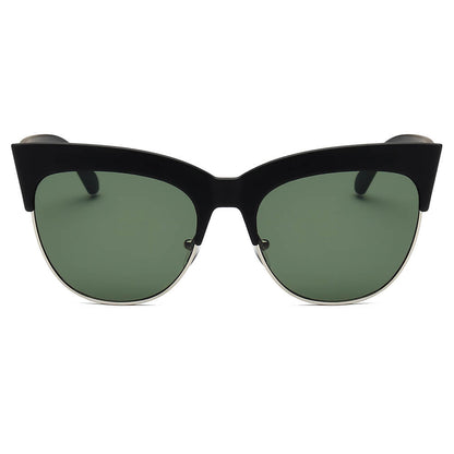 HENRIETTA | Women Half Frame Round Cat Eye Sunglasses-3