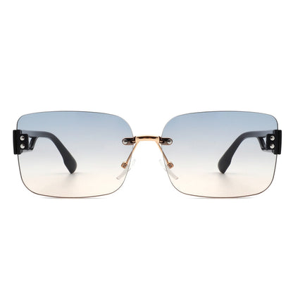 Dreamsea - Rectangle Classic Rimless Square Retro Tinted Fashion Sunglasses-3