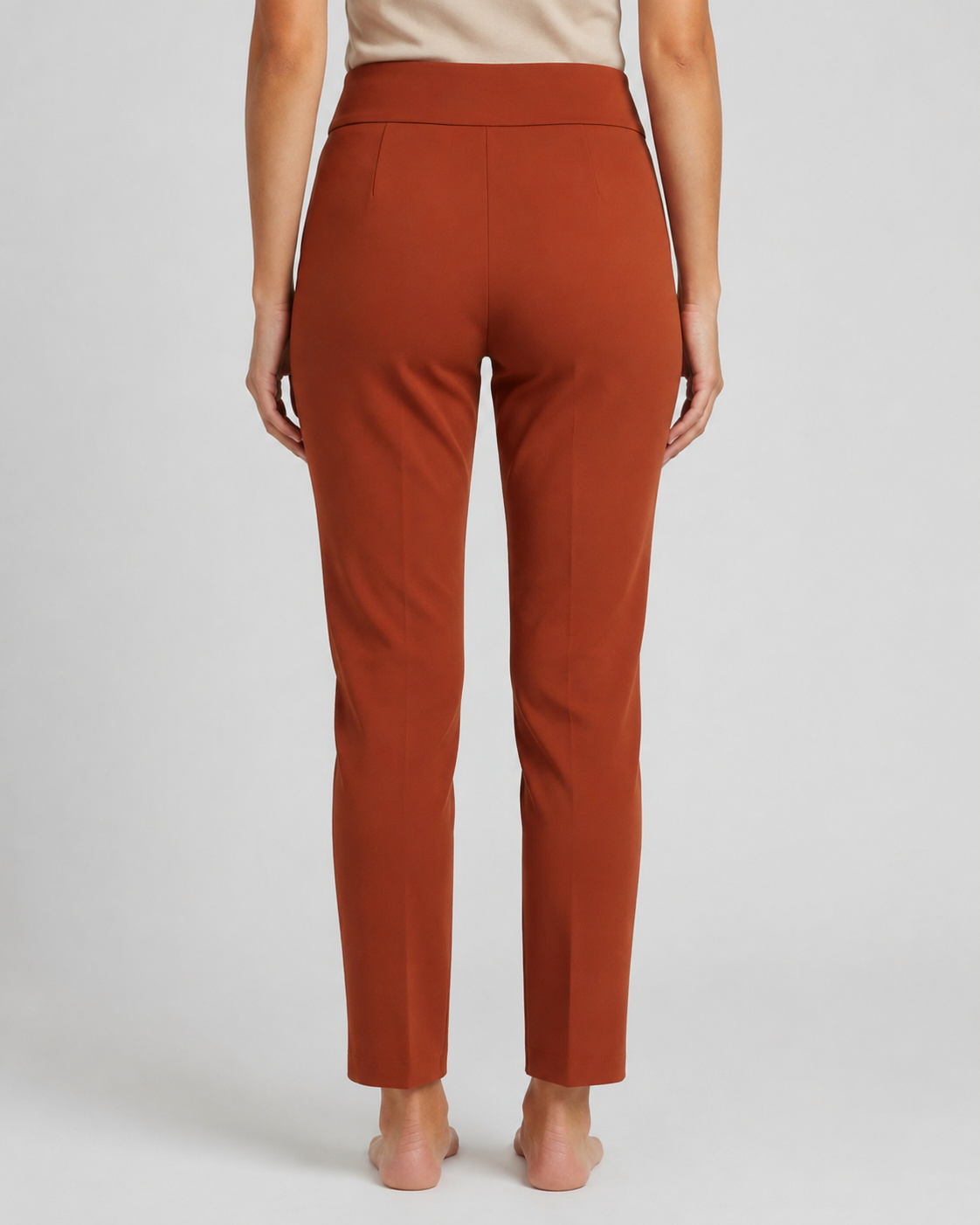 Cropped Pull On Solid Pants-Rust