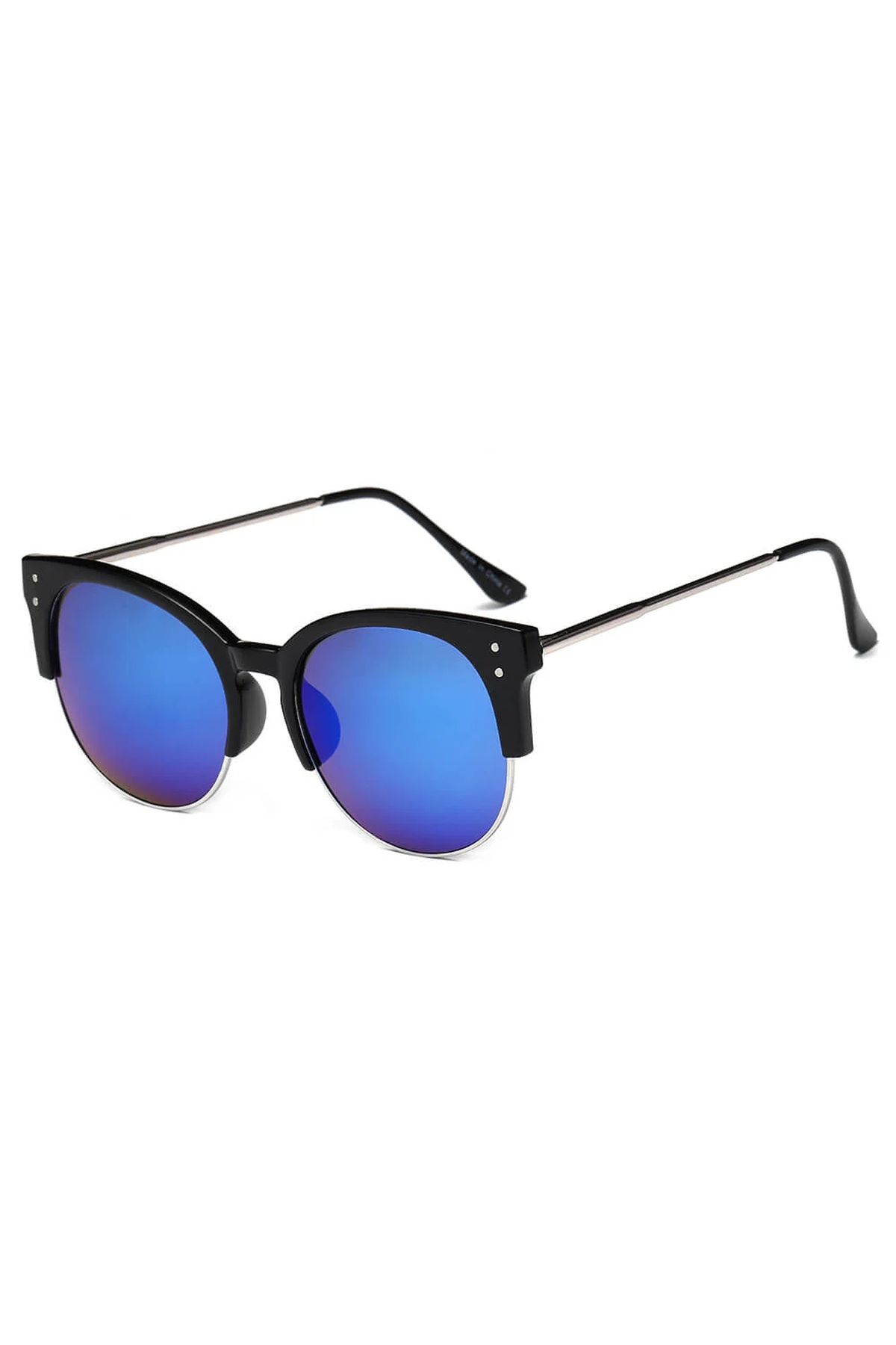 ABANDA |  Round Mirrored Flat Lens Half Frame Sunglasses Circle
