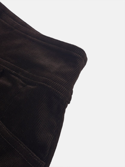 Snap Down Corduroy Skirt - Cement/Brown-4