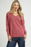 Women's Casual V-Neck Long Sleeve Knit Sweater