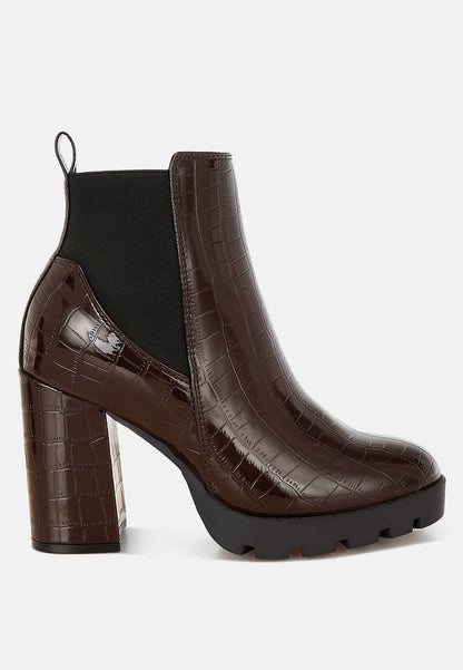 Foxy Faux Leather Croc Chelsea Boots-5