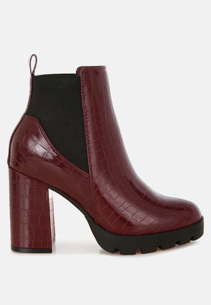 Foxy Faux Leather Croc Chelsea Boots-6