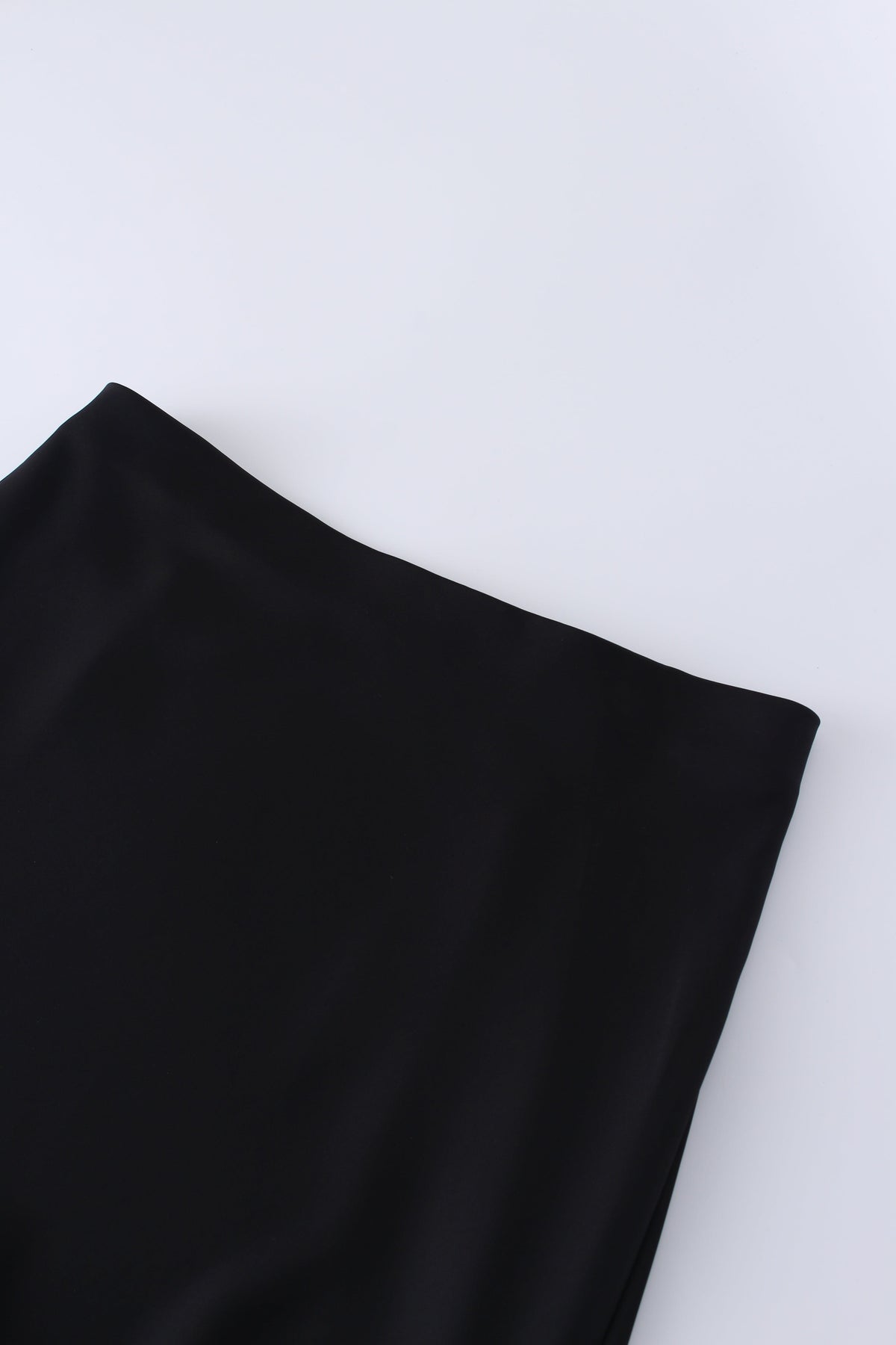 Solid Faux Satin Slip Skirt-Black-1