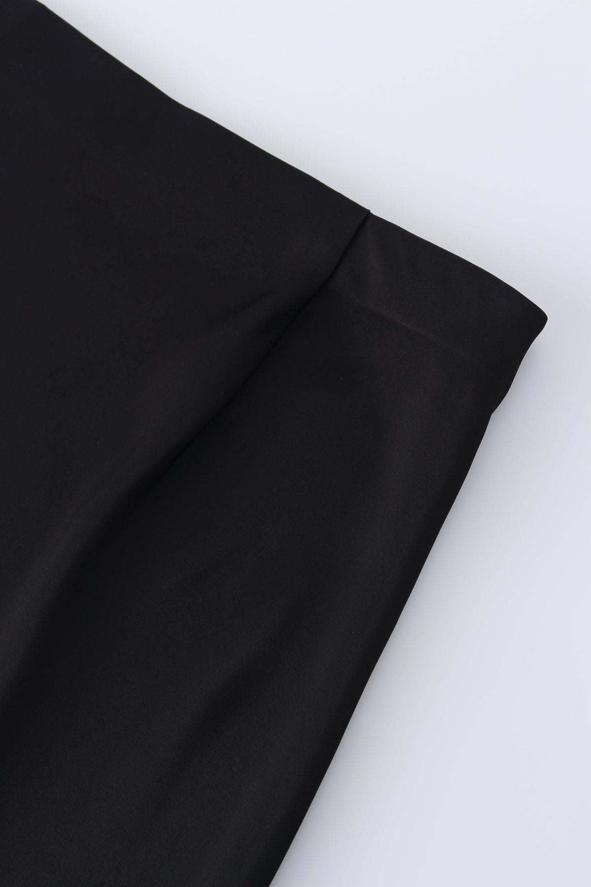 Solid Faux Satin Slip Skirt-Black-2