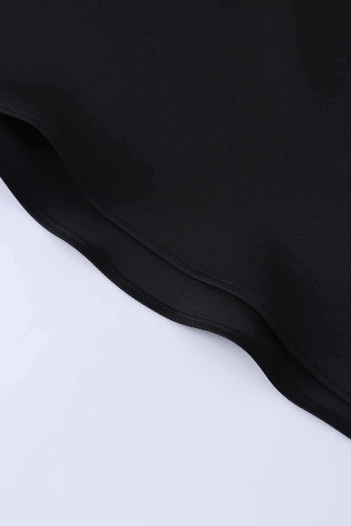 Solid Faux Satin Slip Skirt-Black-3