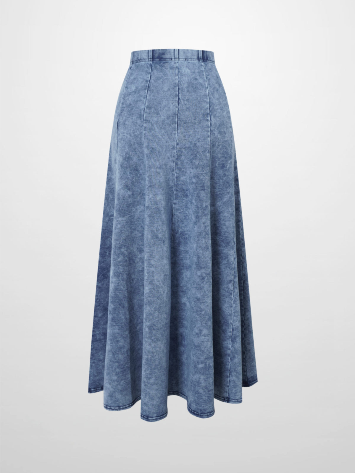 Paneled Flare Skirt 35"-Light Blue Wash-2