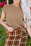 Laura Crew Neck Cable Knit Short Sleeve Sweater-0