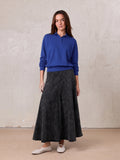 Paneled Flare Skirt 35"-Black Wash-0